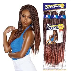 Sensationnel Ruwa pre looped braidinghair - 3x box braid water repellent kanekalon fast dry synthetic sports itch free - 1 pack (18 Inch, 1B OFFBLACK)