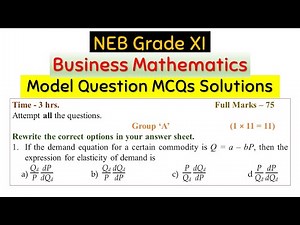 Class 11 Business Mathematics Model Question Solutions (Group A)