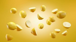 clip-1064122579-flying-lemon-slices-yellow-background-speed-falling