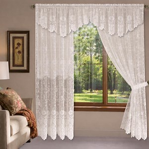 Cream Ivory Shabby Chic Floral Lace Window Curtain Panels Separate Valances - Etsy