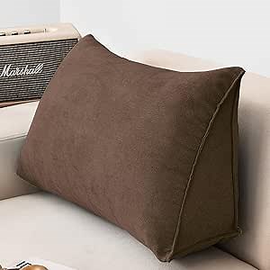 Triangle Bolster Wedge Reading Pillow Back Support Cushion Brown Headboard Pillow Wedge Soft Reading Pillow Triangle Back Cushion Pillow Sofa Bed Office Chair Rest Pillow