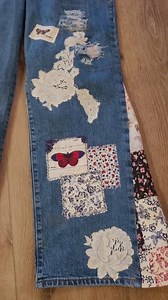 Jean Levi's Ribcage recyclé en patchwork cloche personnalisé 29 x 26 - Etsy France