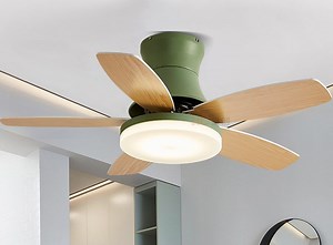 [Hot Item] Smart Wood Grain Modern Simple LED Wooden Leaf Dining Chandelier Electric Ceiling Fan Light