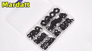105Pcs M6 M8 M10 M12 M14 Push On Lock Nuts, Internal Tooth Lock Washers Pushnuts Hex Locknuts (Black)