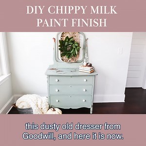Goodwill Thrift Flip Farmhouse Dresser | Chippy Milk Paint Finish | Pretty Distressed
