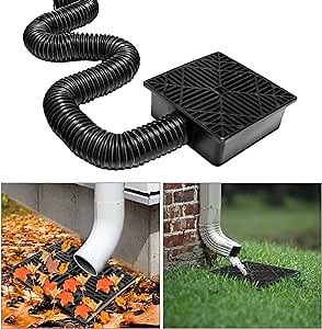 Gutter Downspout Extensions, Upgraded Rain Gutter Downspout Extension, Low Profile Catch Basin Downspout Extension Kit, Flexible Down Spout Drain Extender For Yard Drainage, Protect House Foundation