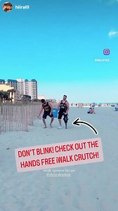 Enjoy the beach after a lower leg injury with the hands free iWALK crutch! It’ll get you where you need to go! | iWALKFree