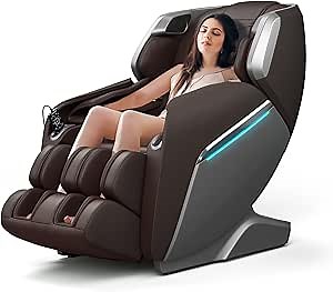 Giantex Massage Chair Full Body, SL Track Massage Recliner Zero-Gravity Massage Chair w/Voice Control, LED Lights, Magnet & Heat Therapy, Air Bag, Foot Roller, Thai Yoga Stretch, Free Indoor Delivery
