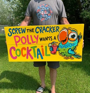 Hand-painted Tiki Bar Sign: Polly Wants a Cocktail - Etsy Canada