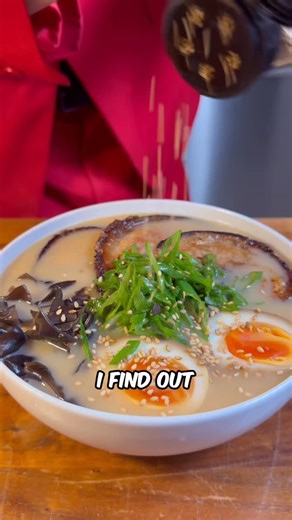 Jason McGrady-Szromba on Instagram: "Her rating at the end had me screaming 💀 I attempt to make a 12-hour tonkotsu ramen in just 2 hours after being challenged to cook it for my wife, who hates pork.. if she rates it under a 7, I’m stuck booking flights to Japan tonight 😭 #marriagehumor #marriedlife #cookingchallenge #ramen"