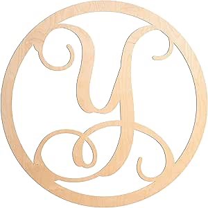 UNFINISHEDWOODCO Single Letter Circle Monogram-Y, 19-Inch, Unfinished