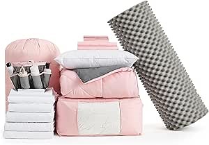 DormCo College Dorm Bedding Pack - Twin XL Bed in a Bag - Rose Quartz/Charcoal Color Set