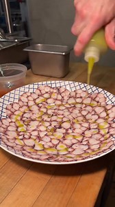 Octopus carpaccio with pickled eggplant, roasted tomato, fett’unta @datoscanonyc #chefluencer #agency #stories #food #hospitality #platform #experiences #giveaways #chefs #culinarytravel #foodblog #influencer #lifestyle #magazine #inspiration #aspiration #fyp #viral #viralvideos #trending | Chefluencer