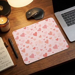 Pink Hearts Pattern Mouse Pad, Romantic Desk Decor, Round or Rectangle - Etsy Australia