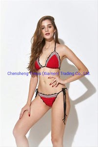 [Hot Item] High Quality Italian Fashion Women Crochet Bikini Triangle Cups Beachwear Handmade Swimsuit Tops and Bottom Set Bikini