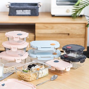 [Hot Item] Rectangular Glass Food Storage BPA-Free Sealed Lids, Space Saving Meal Prep Containers