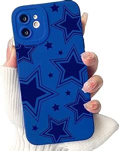 Lovmooful Compatible for iPhone 12 Case Cute Star with Color Design for Girls Women Soft TPU Shockproof Protective Girly for iPhone 12 Case-Blue