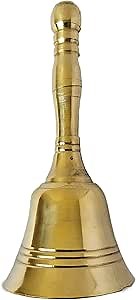 GURU JEE™ Indian Traditional Premium Brass Bell, Hand Held Bell, Small Bell for Temple, Wedding Bell, Christmas Hand Jingle Bell