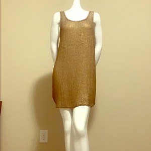 Nude studded SILK above knee tank dress M BNWOT