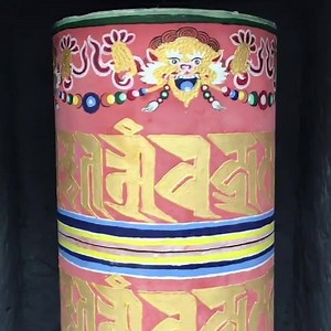 Hand spun prayer wheel colourfully decorated and with Sanskrit mani mantras. | Tashi Mannox - Tibetan Calligrapher