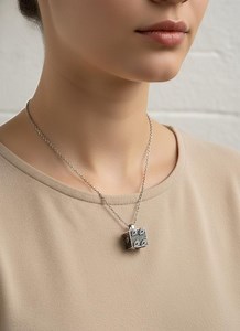 Evil Eye Square Pendant Necklace, Stainless Steel Protection Jewelry, Minimalist Style 60cm - Etsy