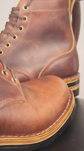 7 eyelets in horween cypress color 8. #bootmaker #bootmaking #madeincanada #leather #leatherboot #mensboots #stitchdown #handmadeboots #ruggedstyle #heritagestyle #leatherwork #leathercraft | Bob Henderson