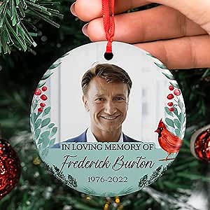in Loving Memory, Memorial Christmas Ornament Personalized with Photo - Name & Date - Upload Photo & Picture - 9 Designs, Memorial Ornaments Loss of Loved Ones