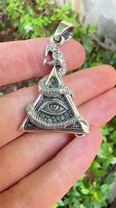 All Seeing Eye in Triangle Snake Pendant STERLING SILVER 925 Pyramid Eye Ancient Symbol Eye of Providence Talisman Amulet - Etsy