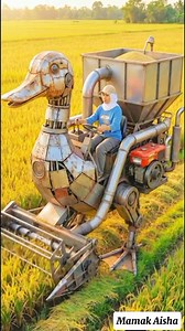 Mesin handal traktor perontok padi model robot bebek. #lucu #mesinpertanian #funny #narongsakyimme #newyear | Mamak Aisha