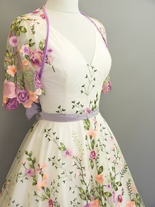 Purple Dahlia Floral Lace Bolero With Lace Sleeves - Made by Dig for Victory - Etsy
