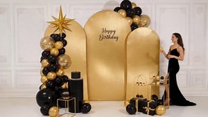 Gold Shimmer Arch Backdrop Cover Set of 3 (6 6.6 7.2FT) with Zipper,Thick Soft Stretchy Sequin Glitter Spandex Fitted Chiara Cover for Wedding Birthday Baby Shower Graduation Party Photo Backdrop