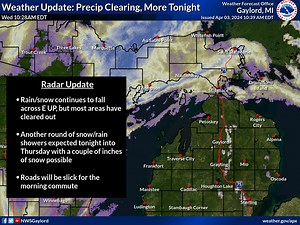6.5K views · 48 reactions | Radar imagery continues to show rain/snow showers across portions of the eastern UP, but much of northern lower has cleared out. Expect another round of snow/rain showers tonight with a couple of inches of accumulation possible. | US National Weather Service Gaylord Michigan | Facebook