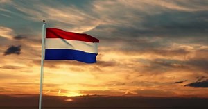 Dutch Flag Waving Depicts National Symbol Netherlands Holland Showing Patriotic