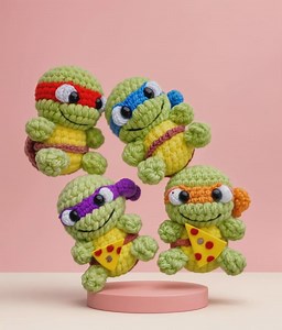 Crochet Patterns | 4in1 Ninja Turtles Mini Set | Amigurumi PDF | Instant Download | 9 Cm Plush Toys With Masks Shells Eyes Backpack Shell - Etsy Australia
