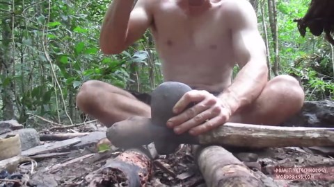 How I made a complete primitive hut with handmade tiles & tools