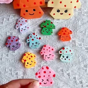 Title: "Creative Crafting: Origami Mushroom Tutorial!" Hashtags: #LetsDoCrafts #ChildrensHandiwork #OrigamiTutorial paper craft | paper craft | Facebook
