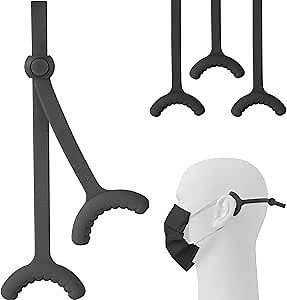 Bone Mask Tie (3 Packs), Face Mask Holder, Adjustable & Skin-Friendly Silicone Extender Strap, Ear Savers for Kids & Adults (Black)