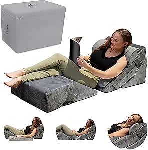 Bed Wedge Pillow Set (6-Piece) with Premium Memory Foam – Tummy Tuck Pillow After Surgery for Sleeping, Recovery Pillow for Pain Relief & Acid Reflux, Includes 600D Oxford Storage Case