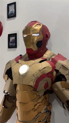 I made an Iron Man MK 42 Suit From Cardboard 🔥. #ironman #mk42 #shortvideos #viral #marvel #diy