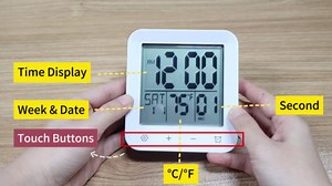 Shower Clock Waterproof, Bathroom Digital Clock with Timer, LCD Display, Touch Screen, Suction Cup, Temp, Seconds, Hanging, Hole Stand, Digital Wall Clocks Battery Operated for Kids and Adults