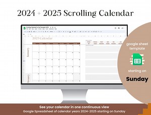 2024 - 2025 Continuous Scroll Google Spreadsheet Calendar - Etsy UK