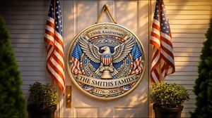 Personalized 250th Anniversary American Door Sign, Custom 4th of July Decorations,1776-2026 USA 250th Birthday Premium Decor with Family Name, Decorations for Outdoor, Indoor, Yard, Porch