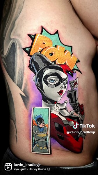#harleyquinn #tattoo #kevinbradleyjr #seaofinktattoostudioaz #comic #fun #fyp #pow #custom #mystyle #color @SOI