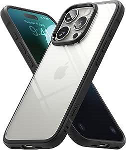 Ringke Fusion Bold for iPhone 16 Pro Case, Textured Sides for Grip, Anti-Yellowing Technology, Clear Back to Show Phone Color - Black