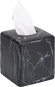 Decorative Tissue Box Cover, Rectangular Box Covers,Tissue Holder,for bedrooms, Offices, bathrooms, and Living Rooms(Imitation Marble Black)
