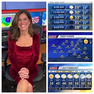 9.9K views · 992 reactions | FRIDAY AM weather update ⤵️ Sunny ☀️ and cold today with light winds. Moderating temps this weekend with more clouds. Some spotty light rain/snow showers Sunday. Warming to 50° by Christmas Day on Monday #WCVB | Cindy Fitzgibbon WCVB | Facebook