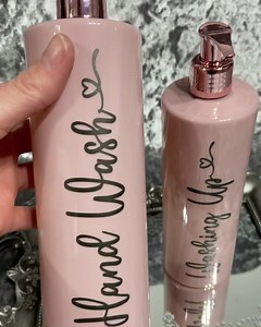 Personalised Custom Kitchen pump bottles Hand Wash & Washing Up, in pink gloss finish with Charcoal wording #cleaningproducts #cleaning #design #hincher #hinch #homeswear #clean #homeinspiration #homedesign #interdesign #homeinterior #cleaninghacks #cleaninghack #cleaninghouse #homelife #homeliving #homelife #hincharmy #hinchhaul #homeideas #homedecor #mrshinch #cleaningmotivation | Lisa's Bling | Facebook