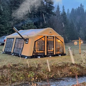 16K views · 1K reactions | CAMP BY THE RIVER SIDE IN HEAVY SNOW AND RAIN WITH OUR 2- ROOM TENT | Atik Family Camp | Facebook