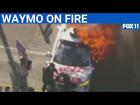 Waymo set on fire in downtown LA | FOX 11 LA