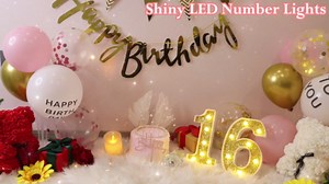 LED Marquee Numbers Lights, 8.8" Light Up Numbers for 40th Birthday Party Decorations, Shiny Lighted Sign for Girls Birthday Party Wedding Anniversary Backdrop Home Decor, Glitter Golden 40